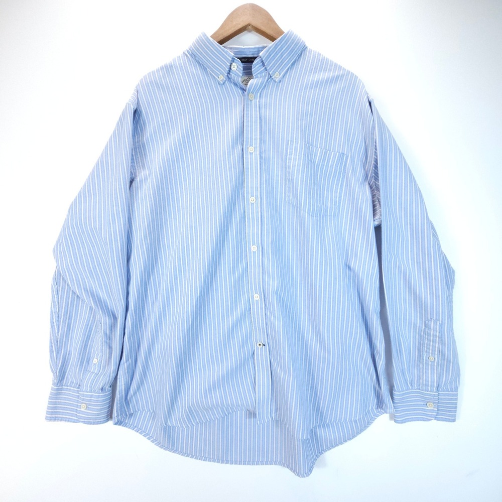 Vintage St Johns Bay Shirt Mens XL Blue Striped Oxford Button Down Streetwear